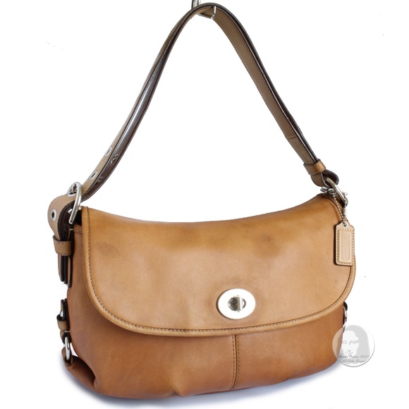 Coach Shoulder Bag Legacy Leather Flap Style F15170 Tan Convertible Cross Body - Picture 5 of 14